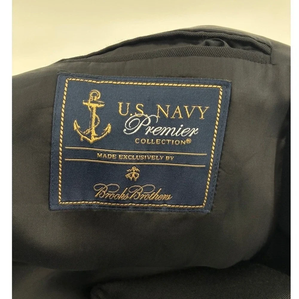 US NAVY Brook Brothers 50L Premier Collection Double Breasted Blazer USA Black